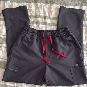 Figs Gray Pants with Red Accents